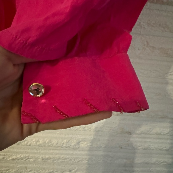 Vintage silk beaded blouse shirt with gemstone buttons. Beautiful! - Picture 6 of 11